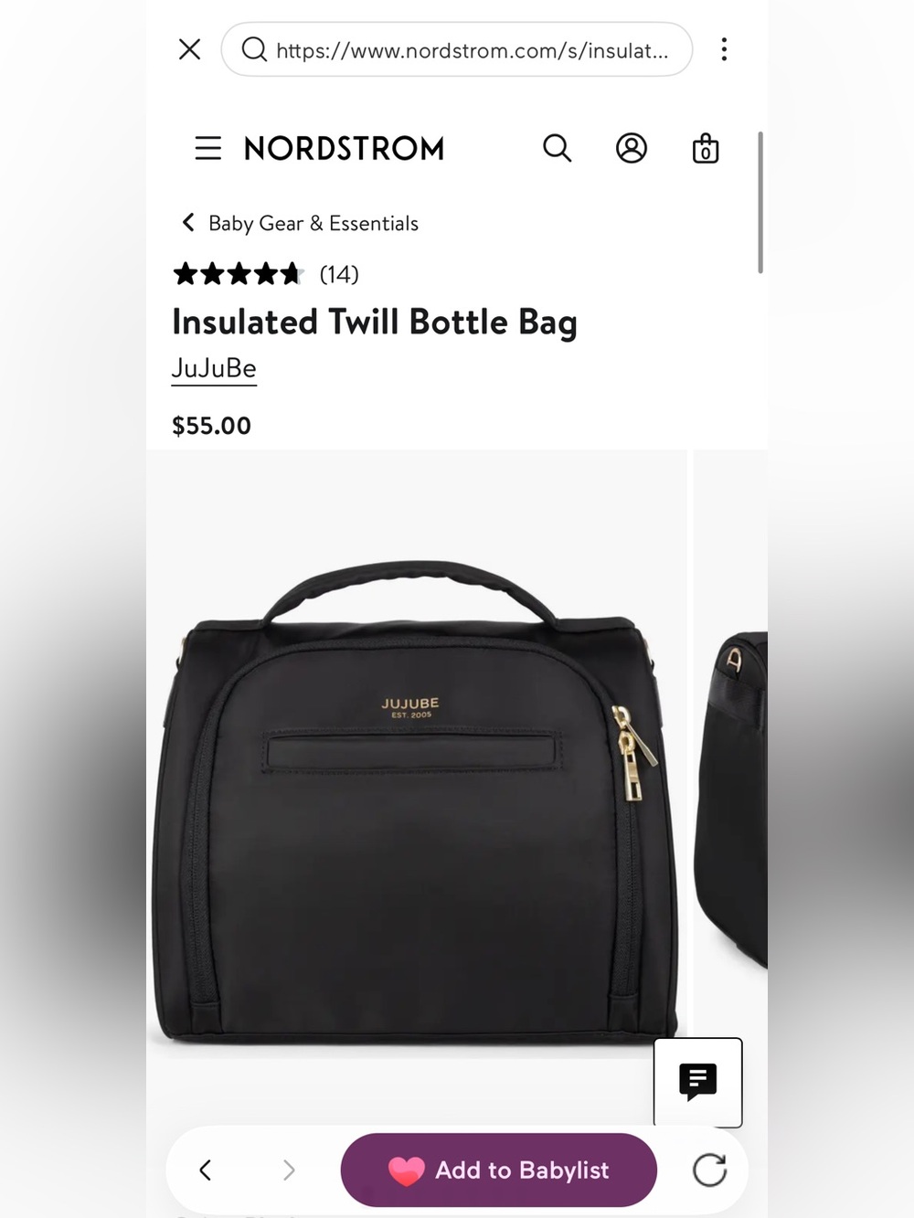 JuJuBe Black Insulated Bottle Bag - Picture 1 of 6